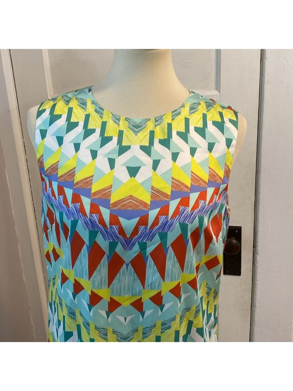 M by Missoni Geometric Print Abstract Sleeveless Shift Dress, Size 8 - Picture 5 of 14
